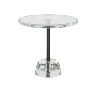 Pina Beistelltisch von Pulpo: Kleiner, runder Tisch mit Glasplatte und Glasfuß.